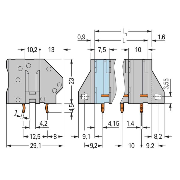 PCB terminal block 6 mm² Pin spacing 10 mm blue image 2