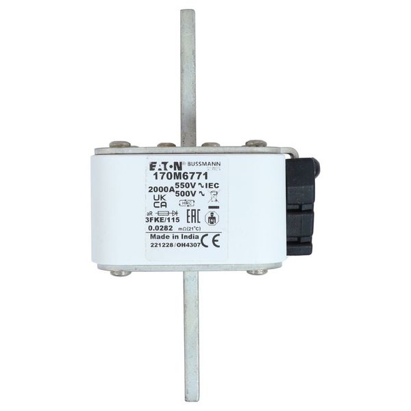 Fuse-link, high speed, 2000 A, AC 550 V, size 3, 76 x 92 x 139 mm, aR, IEC, UL, single indicator image 7