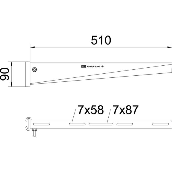 AS 30 51 FT Support bracket for IS 8 support B510mm image 2