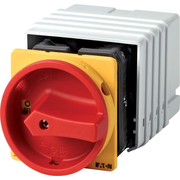 Main switch, T5B, 63 A, flush mounting, 5 contact unit(s), 9-pole, Emergency switching off function, With red rotary handle and yellow locking ring image 2