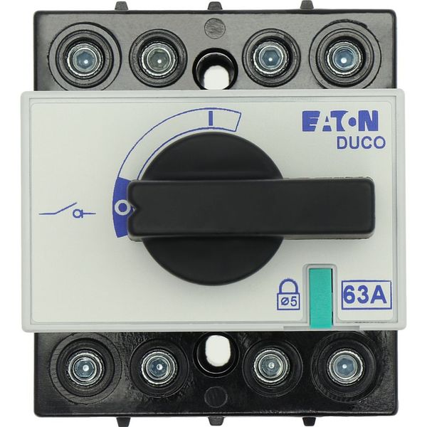 Switch-disconnector, DCM, 63 A, 4 pole, With black rotary handle and drive shaft, Vertical connection image 33