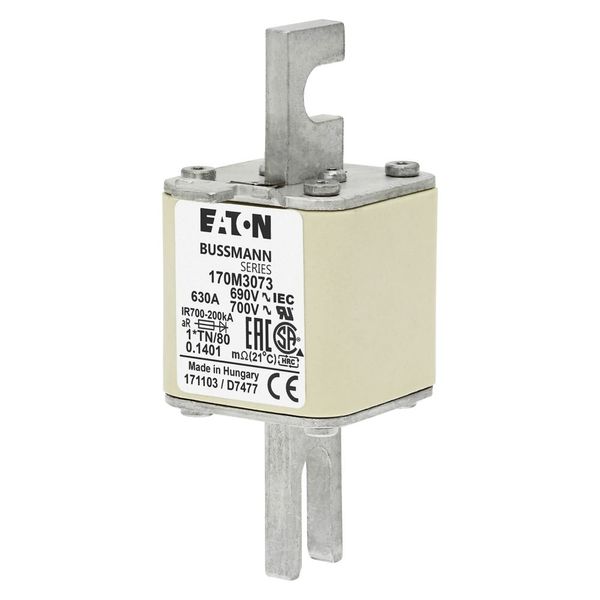 Fuse-link, high speed, 630 A, AC 690 V, compact DIN 1, 45 x 58 x 104 mm, aR, DIN, IEC, single indicator image 4