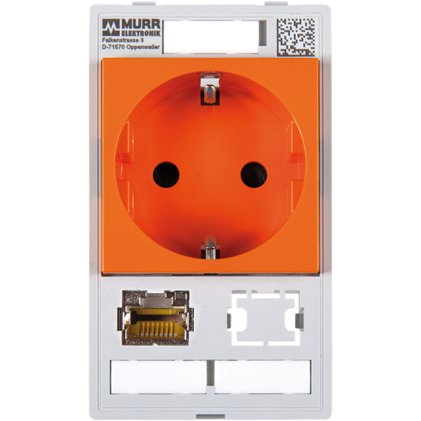 MODLINK  SINGLE COMBI INSERT GERMANY ORANGE 1x RJ45 + 1x data cutout image 1