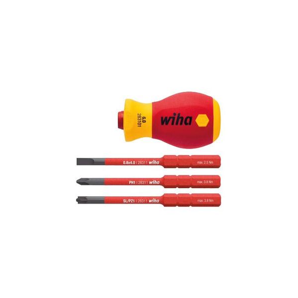 Screwdriver  with bit holder set  slimVario Stubby VDE 6,0 mm, 4 pcs. image 1