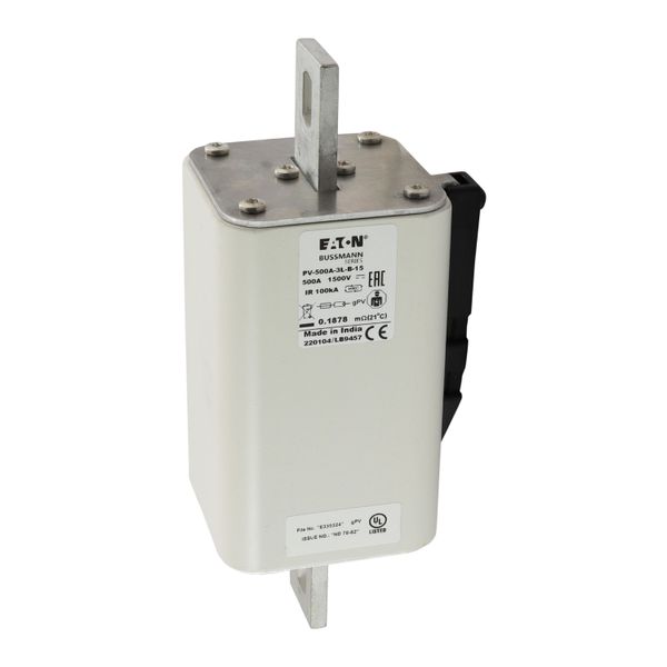 Fuse-link, high speed, 500 A, DC 1500 V, 3L, 75 x 205 mm, gPV, IEC, UL, with indicator, bolted contacts image 22