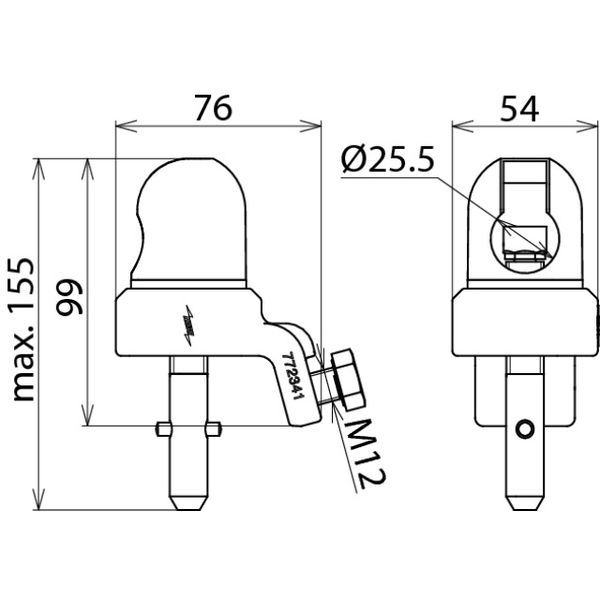 Ball head cap D 25mm, adjustable with T pin shaft for cables 16-150mm² image 2