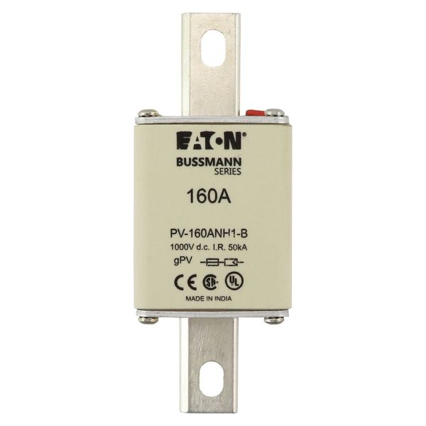 Fuse-link, high speed, 160 A, DC 1000 V, NH1, gPV, UL PV, UL, IEC, dual indicator, bolted tags image 3