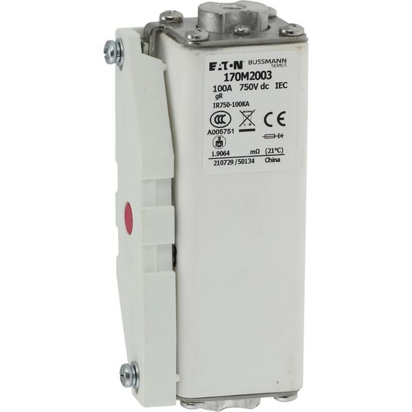 Fuse-link, high speed, 100 A, DC 750 V, compact size 1, 41 x 59 x 128 mm, aR, IEC, single indicator image 18