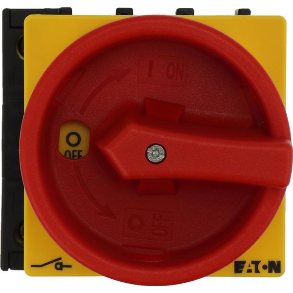 Main switch, P1, 40 A, flush mounting, 3 pole + N, Emergency switching off function, With red rotary handle and yellow locking ring, Lockable in the 0 image 1