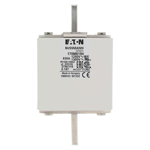 Fuse-link, high speed, 630 A, AC 1250 V, size 3, 76 x 90 x 139 mm, aR, DIN, IEC, type T indicator image 17