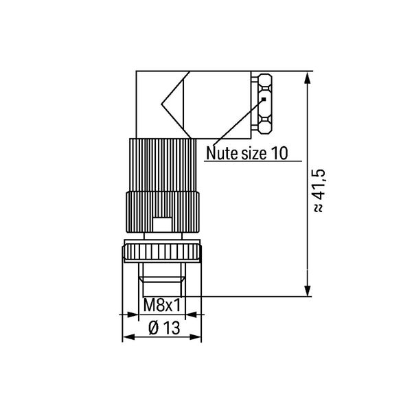 Fitted pluggable connector 3-pole M8 plug, right angle image 1