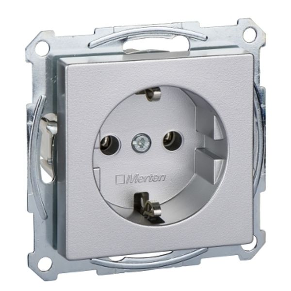SCHUKO socket-outlet, screwless terminals, aluminium, System M image 2