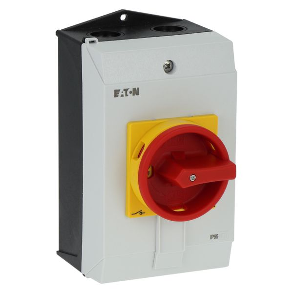 Main switch, P1, 40 A, surface mounting, 3 pole, Emergency switching off function, With red rotary handle and yellow locking ring, Lockable in the 0 ( image 14