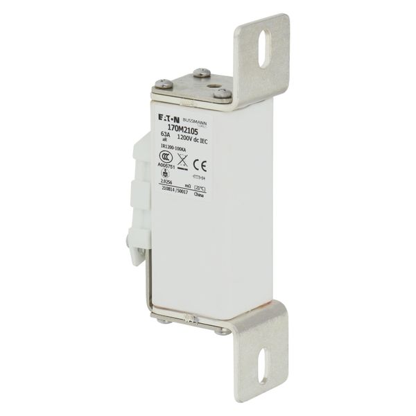 Fuse-link, high speed, 63 A, DC 1200 V, compact size 1, 39 x 66 x 164 mm, aR, IEC, single indicator image 9