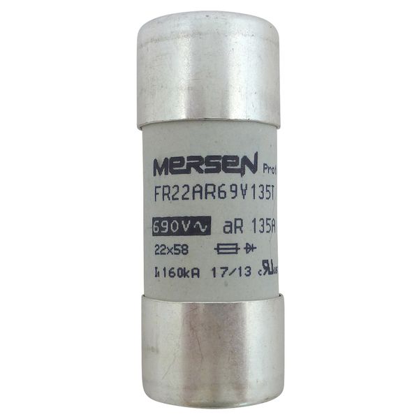 High-Speed Cylindrical Fuse 22x58 aR 690VAC 135A - Striker image 1