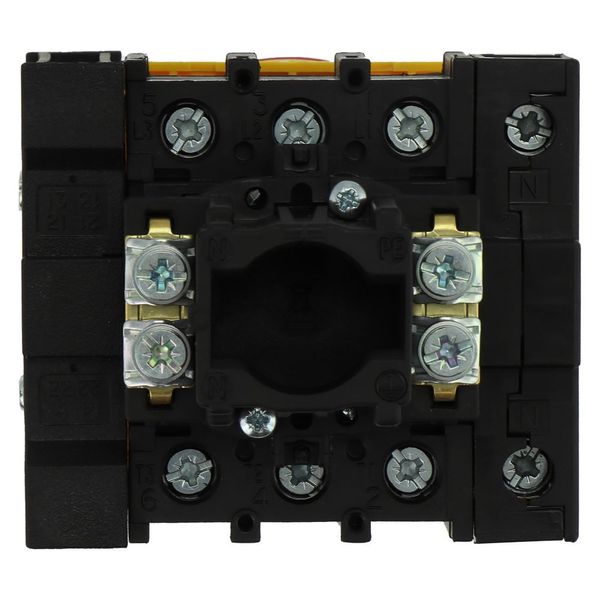 Main switch, P1, 40 A, flush mounting, 3 pole + N, 1 N/O, 1 N/C, Emergency switching off function, With red rotary handle and yellow locking ring, Loc image 21