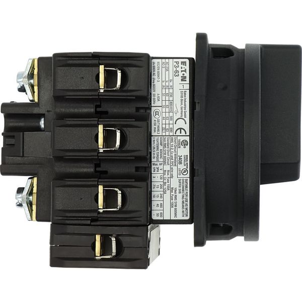 Main switch, P3, 63 A, flush mounting, 3 pole + N, STOP function, With black rotary handle and locking ring, Lockable in the 0 (Off) position image 34