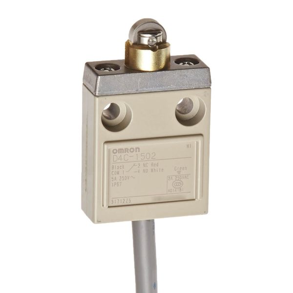 Compact enclosed limit switch, roller plunger, 4 A 30 VDC, 3 m VCTF oi image 1