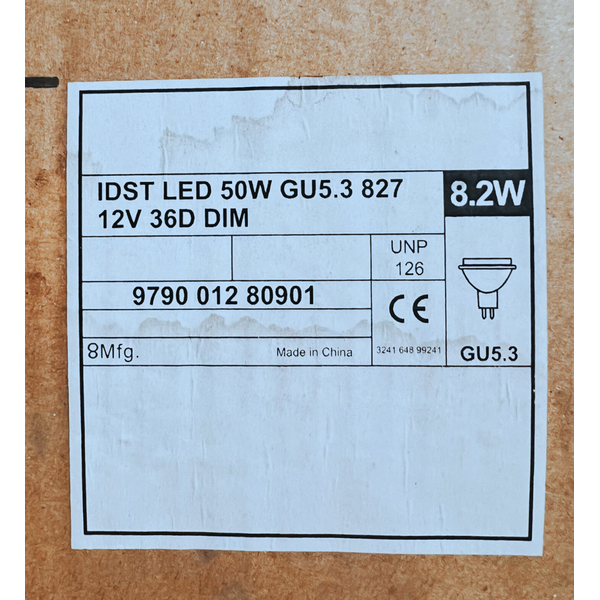 Bulb LED GU5.3 8.2W 2700K 36" 12V 621lm without packaging DIMM image 3