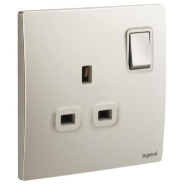 Mallia Senses - 1 gang BS switched socket outlet double pole - 13A - Champagne image 1