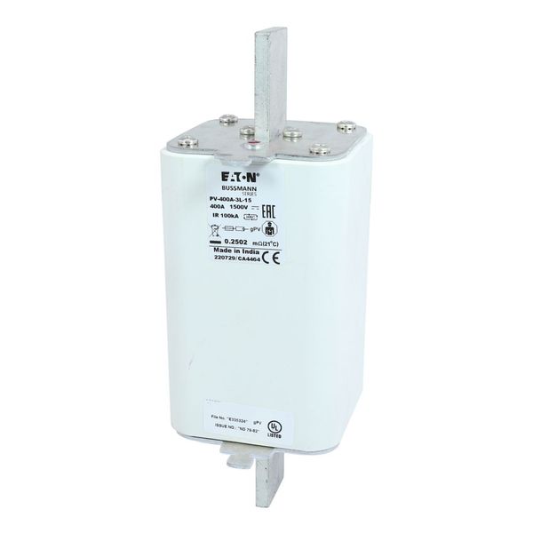 Fuse-link, high speed, 400 A, DC 1500 V, 3L, 75 x 205 mm, gPV, IEC, UL, with indicator image 8