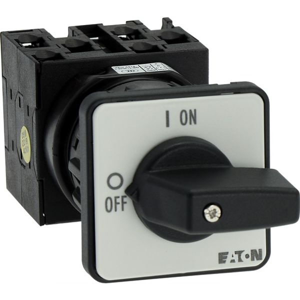 On-Off switch, T0, 20 A, centre mounting, 3 contact unit(s), 6 pole, with black thumb grip and front plate image 7
