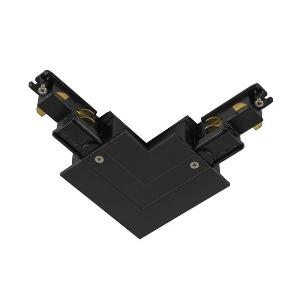 L-connector, for S-TRACK 3-phase mounting track, earth electrode left, black, DALI image 1