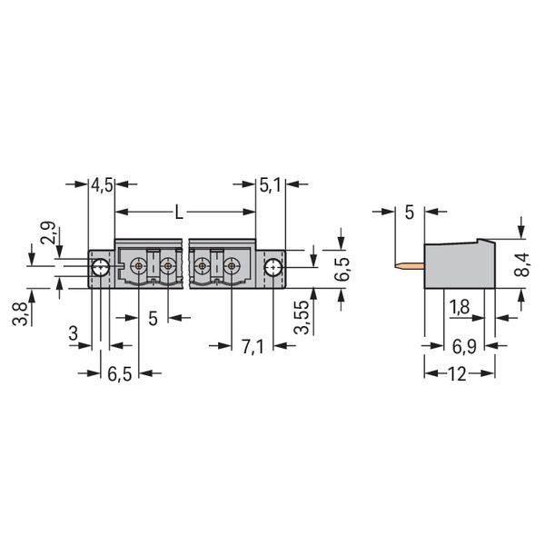 231-133/040-000 THT male header; 1.0 x 1.0 mm solder pin; straight image 5