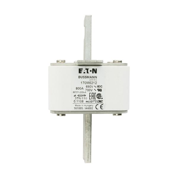 Fuse-link, high speed, 800 A, AC 690 V, DIN 3, 76 x 90 x 139 mm, aR, DIN, IEC, type T indicator image 9