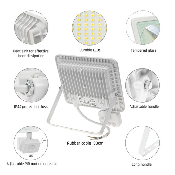 NOCTIS LUX 2 SMD 230V 50W IP44 NW white with sensor image 17