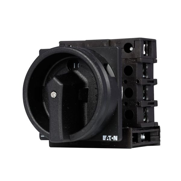 Main switch, P1, 25 A, flush mounting, 3 pole + N, 1 N/O, 1 N/C, STOP function, With black rotary handle and locking ring, Lockable in the 0 (Off) pos image 6