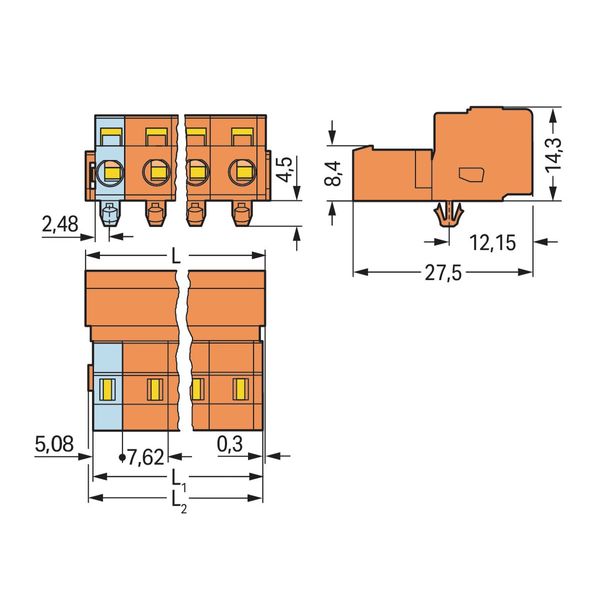 1-conductor male connector CAGE CLAMP® 2.5 mm² orange image 2