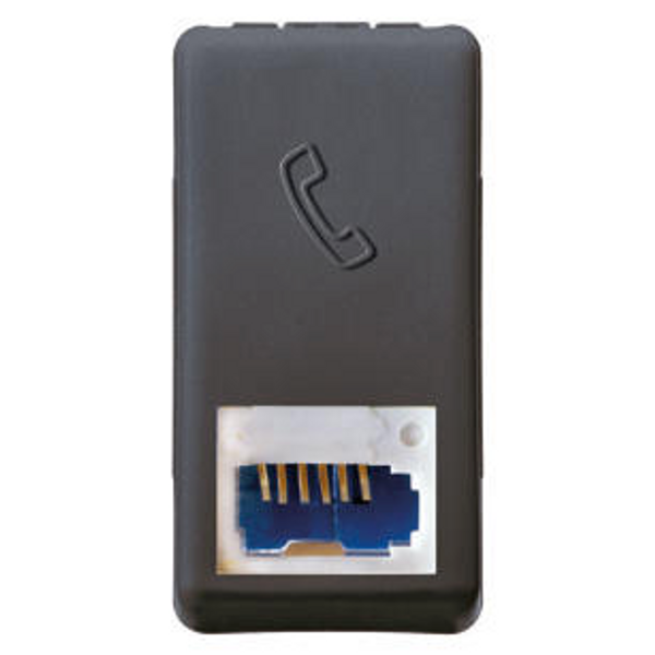 BRITISH STANDARD TELEPHONE SOCKET - 6 CONTACTS - SCREW-ON TERMINALS - 1 MODULE - SYSTEM BLACK image 1