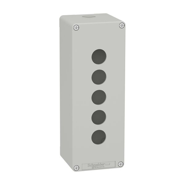 Harmony XAP, XB2 SL, Empty control station, zinc alloy, grey, M25, 5 cut-outs 22mm, 80 x 220 x 77 image 1