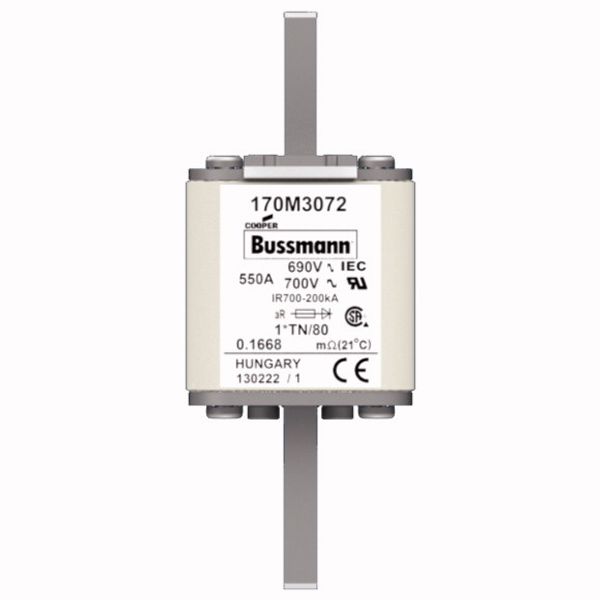 Fuse-link, high speed, 550 A, AC 690 V, compact DIN 1, 45 x 58 x 104 mm, aR, DIN, IEC, single indicator image 1