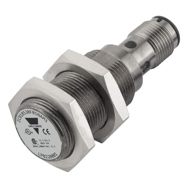 PROX SENSOR IND. 4-WIRE M18 PLUG SHORT NPN FLUSH image 1