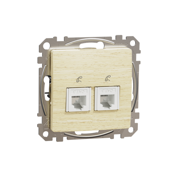 Double Telephone socket, Sedna Design & Elements, RJ11, Wood birch image 5