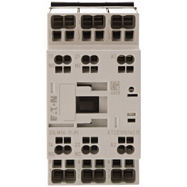 Contactor, 3 pole, 380 V 400 V 6.8 kW, 1 N/O, 1 NC, 42 V 50 Hz, 48 V 60 Hz, AC operation, Push in terminals image 1