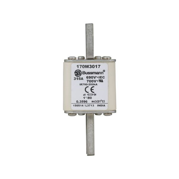 Fuse-link, high speed, 315 A, AC 690 V, compact DIN 1, 45 x 45 x 104 mm, aR, DIN, IEC, single indicator image 11