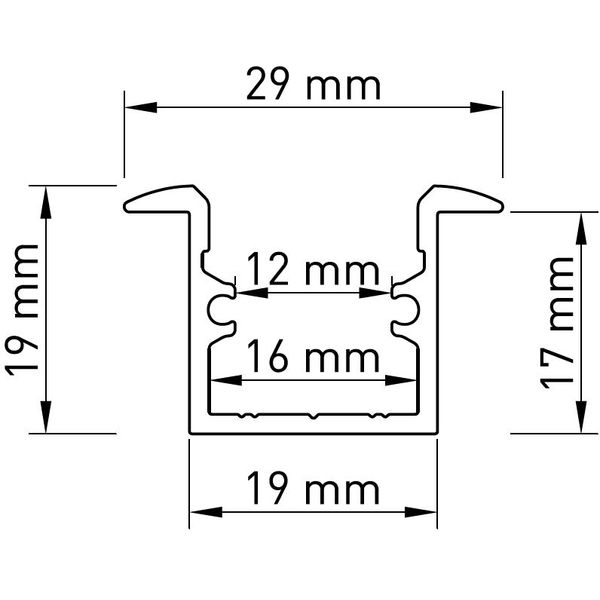 Aluminium profile LBI, L-2000mm W-19mm H-19mm image 2