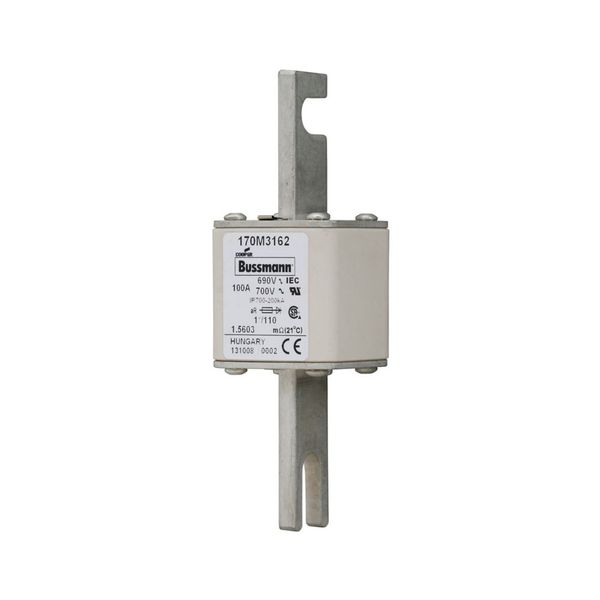 Fuse-link, high speed, 100 A, AC 690 V, compact size 1, 45 x 45 x 134 mm, aR, DIN, IEC, single indicator image 6