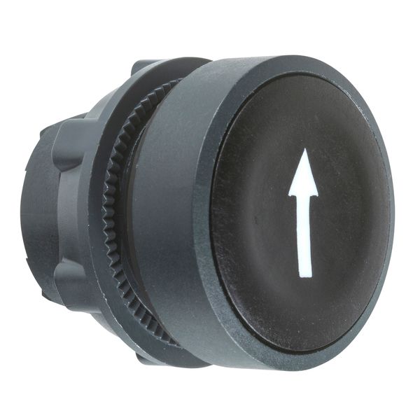 Harmony XB5, Push button head, plastic, flush, black, Ø22, spring return, marked DOWN ARROW image 1