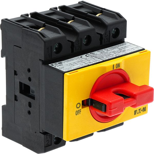 On-Off switch, P3, 63 A, service distribution board mounting, 3 pole, Emergency switching off function, with red thumb grip and yellow front plate, Lo image 17