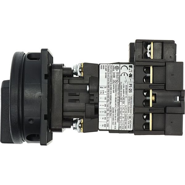 Main switch, P1, 25 A, rear mounting, 3 pole + N, STOP function, With black rotary handle and locking ring, Lockable in the 0 (Off) position image 14