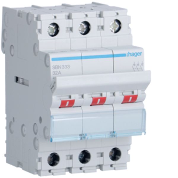 3-pole, 32A Modular Switch with big terminals image 1