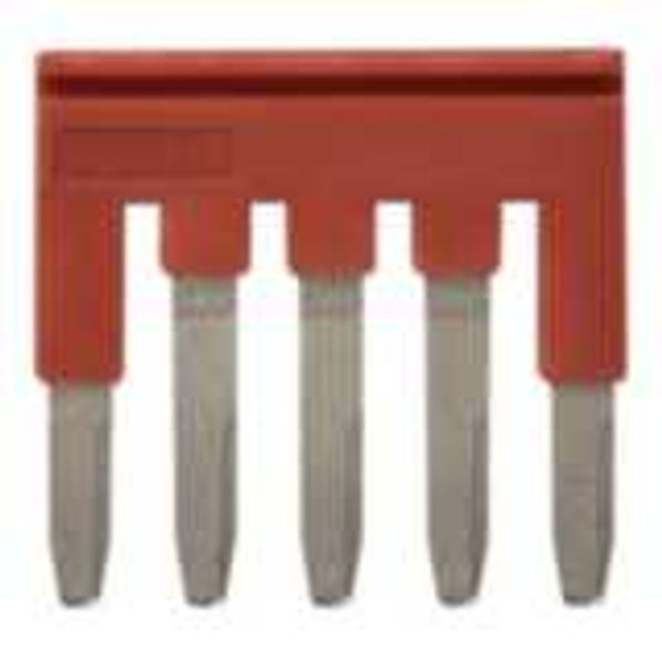 Short bar for terminal blocks 2.5 mm² push-in plus models,5 poles, red image 1