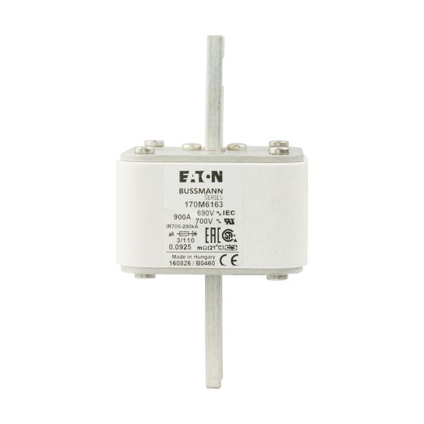 Fuse-link, high speed, 900 A, AC 690 V, DIN 3, 76 x 90 x 139 mm, aR, DIN, IEC, single indicator image 7