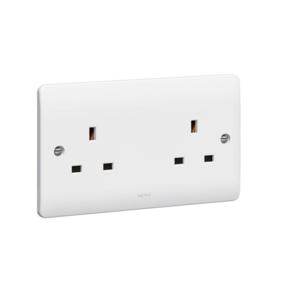 Synergy 2 Gang 13A Unswitched Socket Outlet White image 1