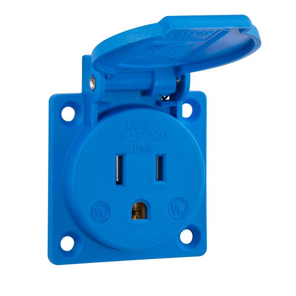 Built-in socket outlet, USA / Canada standards, blue, 125 V/15 A image 1