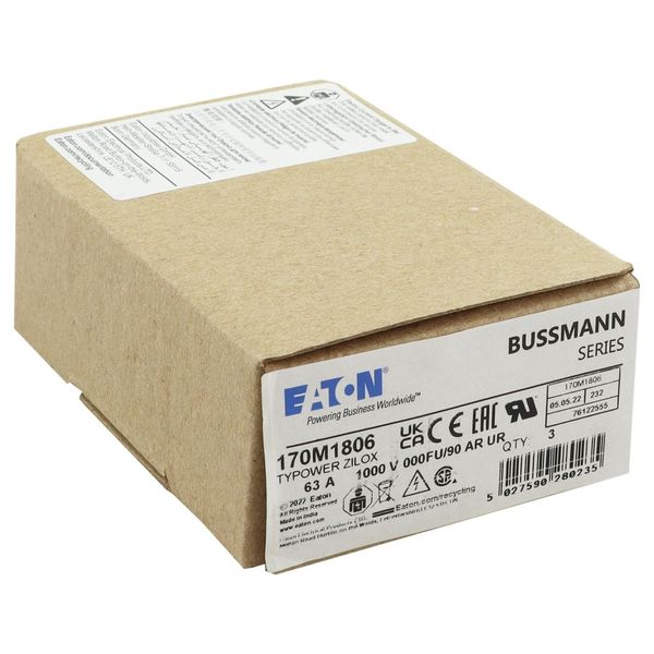 Fuse-link, high speed, 63 A, DC 1000 V, size 000, 24 x 36 x 115 mm, aR, IEC image 14